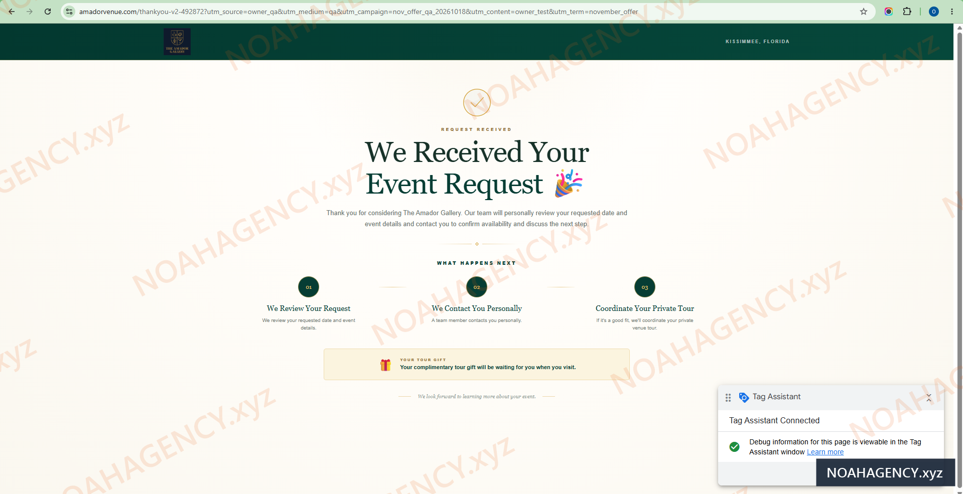 Thank you page with UTM parameters