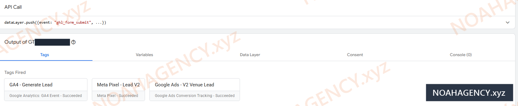 GA4, Meta and Google Ads tags firing