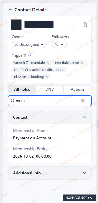 Membership fields on a contact