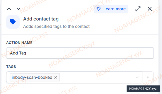 Workflow tag action